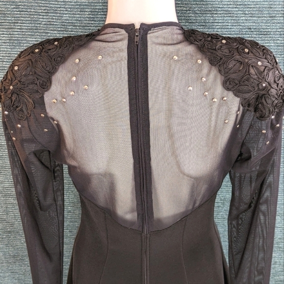 Tadashi Vintage Studded Illusion Dress, Fit & Flare Silhouette - Picture 7 of 13